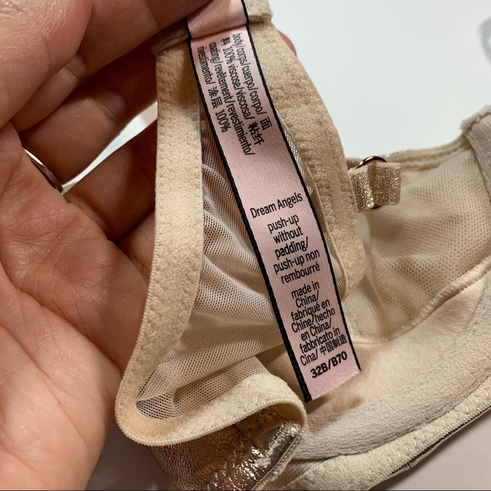 32B Victoria’s Secret Rose Gold faux leather Dream Angel push-up without padding - Picture 14 of 16